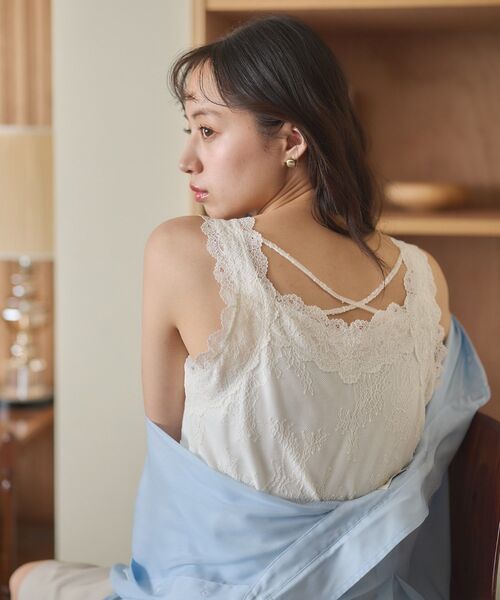 earth music&ecology（アースミュージックアンドエコロジー）の「総レースキャミソール（キャミソール・レディース・ブラック/サックスブルー/アイボリー/ピンクベージュ・S/M）」の16枚目の写真