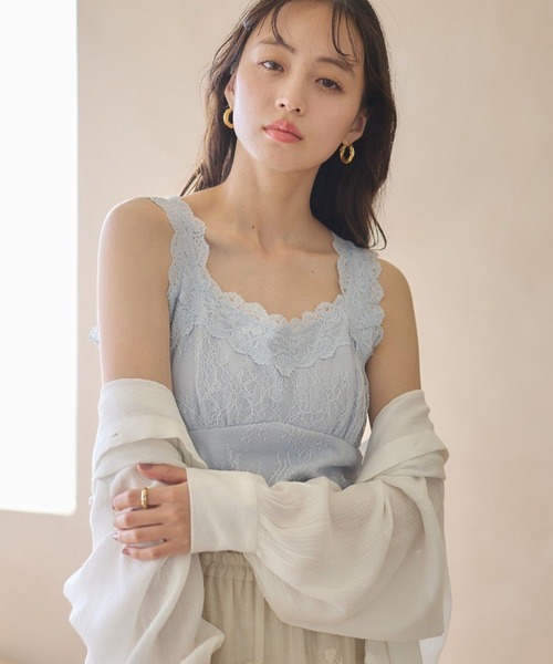 earth music&ecology（アースミュージックアンドエコロジー）の「総レースキャミソール（キャミソール・レディース・ブラック/サックスブルー/アイボリー/ピンクベージュ・S/M）」の3枚目の写真