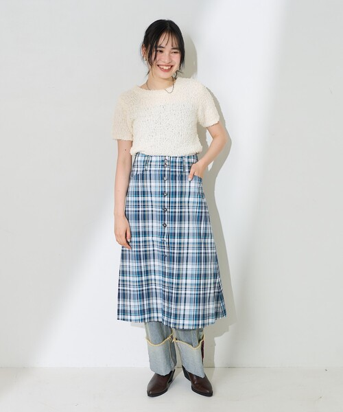 FREAK'S STORE（フリークスストア）の「NAUTICA JEANS CO./ノーティカジーンズカンパニー フロントボタンチェックスカート（スカート・レディース・ピンク/ネイビー・ﾌﾘ-）」の3枚目の写真
