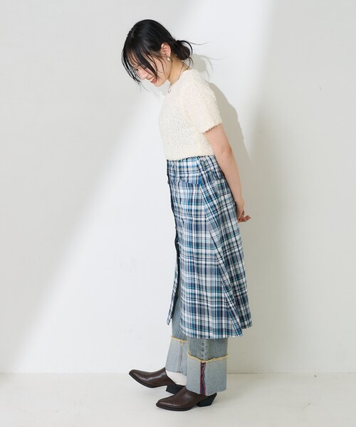 FREAK'S STORE（フリークスストア）の「NAUTICA JEANS CO./ノーティカジーンズカンパニー フロントボタンチェックスカート（スカート・レディース・ピンク/ネイビー・ﾌﾘ-）」の4枚目の写真