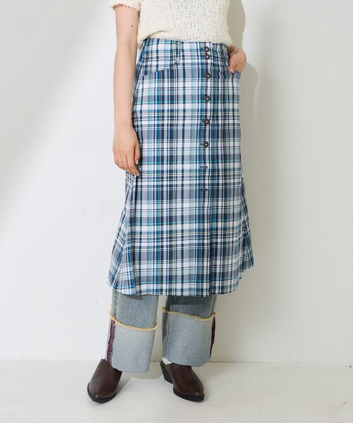 FREAK'S STORE（フリークスストア）の「NAUTICA JEANS CO./ノーティカジーンズカンパニー フロントボタンチェックスカート（スカート・レディース・ピンク/ネイビー・ﾌﾘ-）」の6枚目の写真