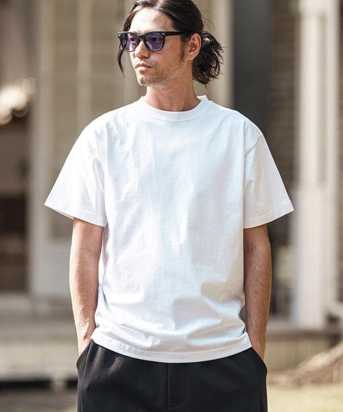 CAMBIO（カンビオ）の「mt9755- ヘビーオンスベーシックTシャツ（Tシャツ/カットソー・メンズ・ホワイト/ブラック/ネイビー/ヘザーグレー・S/M/L/XL）」の2枚目の写真