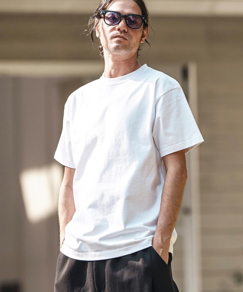 CAMBIO（カンビオ）の「mt9755- ヘビーオンスベーシックTシャツ（Tシャツ/カットソー・メンズ・ホワイト/ブラック/ネイビー/ヘザーグレー・S/M/L/XL）」の5枚目の写真