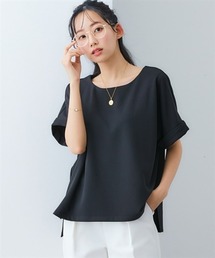 7days Life Styling | 【ジャージーシリーズ】バックタックボートネックプルオーバー（ストレッチ・しわになりにくい・UVカット）(Tシャツ/カットソー)