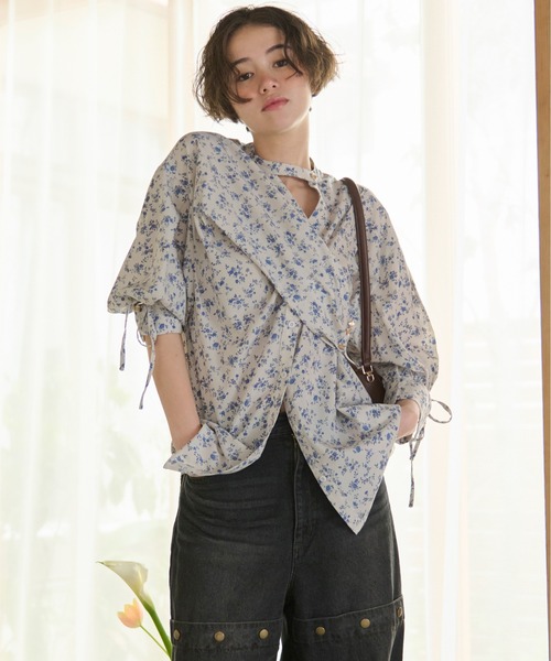 loin nuit（ロワンニュイ）の「asymmetry ribbon shirt