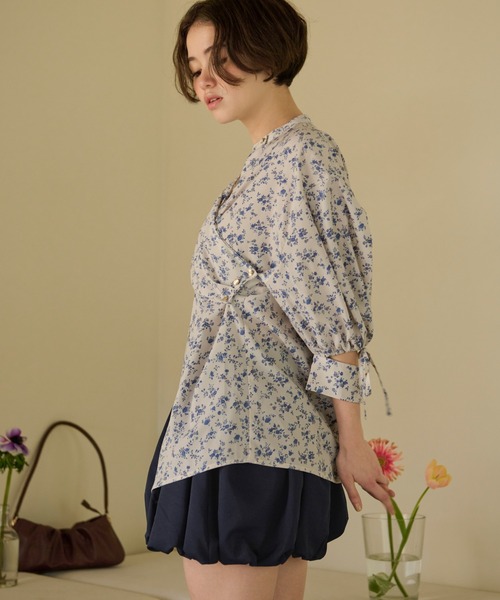 loin nuit（ロワンニュイ）の「asymmetry ribbon shirt