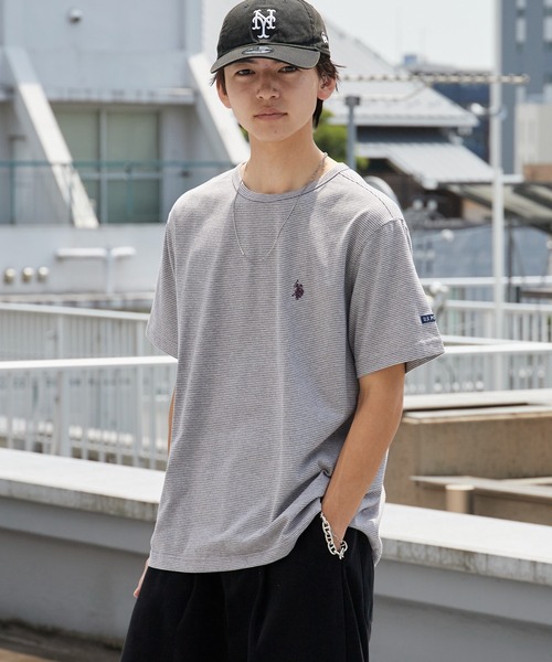 U.S. POLO ASSN.(ユーエスポロアッスン)の「U.S. POLO ASSN./ユーエスポロアッスン マイクロボーダーTシャツ メンズ 秋物 秋服 2026年秋冬(Tシャツ/カットソー・メンズ・杢グレー/アイボリー/ブラック/ホワイト・L/M/LL)」の3枚目の写真