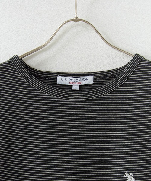 U.S. POLO ASSN.(ユーエスポロアッスン)の「U.S. POLO ASSN./ユーエスポロアッスン マイクロボーダーTシャツ メンズ 秋物 秋服 2026年秋冬(Tシャツ/カットソー・メンズ・杢グレー/アイボリー/ブラック/ホワイト・L/M/LL)」の5枚目の写真