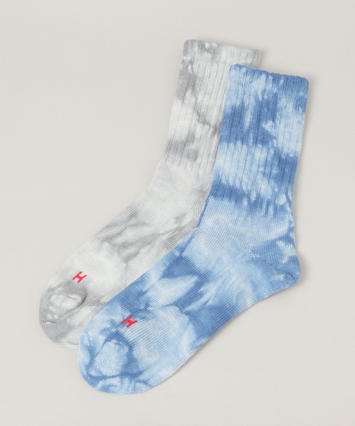 Healthknit（ヘルスニット）の「【Healthknit/ヘルスニット】タイダイ染めソックス2P（ソックス/靴下・メンズ・ネイビー/オレンジ・FREE）」の2枚目の写真