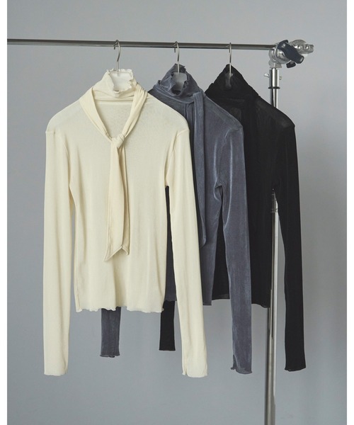 anuke（アンヌーク）の「Velour Tie Tops（Tシャツ/カットソー・レディース・ブラック/アイボリー/ブルー系その他・FREE）」の15枚目の写真