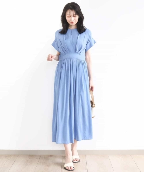 ウエスト切り替えキーネックワンピース/洗える/WEB限定（ワンピース