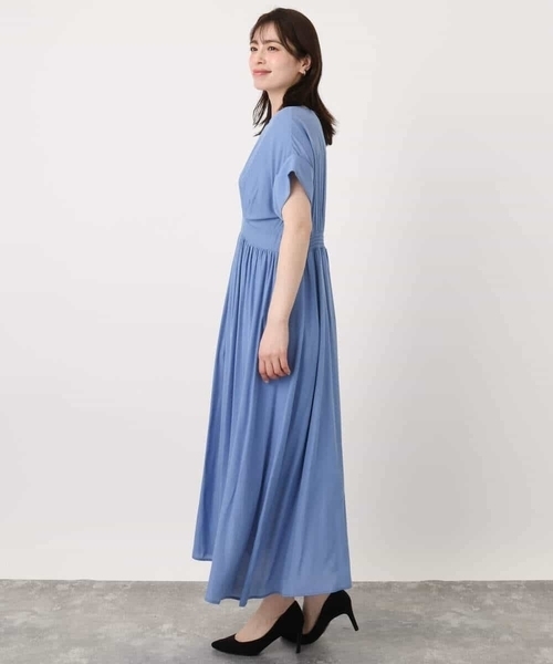 ウエスト切り替えキーネックワンピース/洗える/WEB限定（ワンピース