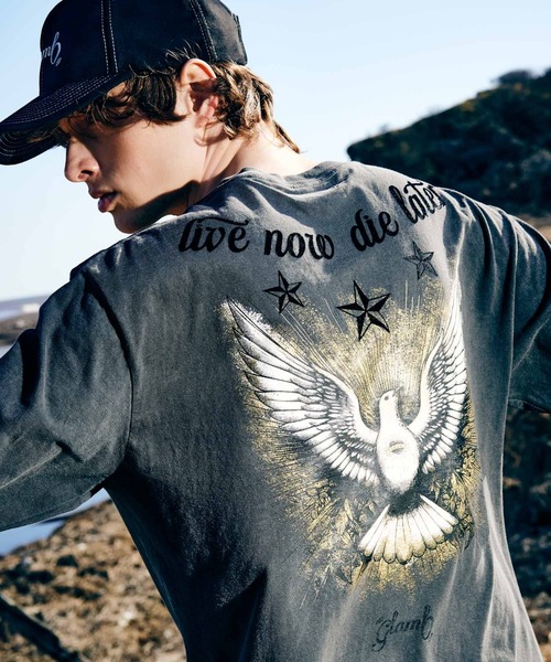 glamb(グラム)の「Dove Cutsew / ダブカットソー(Tシャツ/カットソー・メンズ・ホワイト/ブラック・S/M/L)」の1枚目の写真