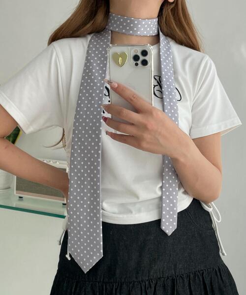 WEGO(ウィゴー)の「WEGO/ドット柄ネクタイ(ストール/ショール・レディース・ホワイト/ライトグレー/ブラック・FREE)」の2枚目の写真