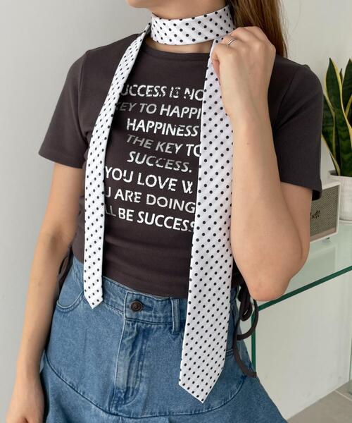 WEGO(ウィゴー)の「WEGO/ドット柄ネクタイ(ストール/ショール・レディース・ホワイト/ライトグレー/ブラック・FREE)」の9枚目の写真