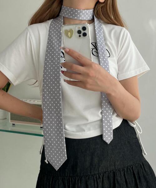 WEGO(ウィゴー)の「WEGO/ドット柄ネクタイ(ストール/ショール・レディース・ホワイト/ライトグレー/ブラック・FREE)」の7枚目の写真
