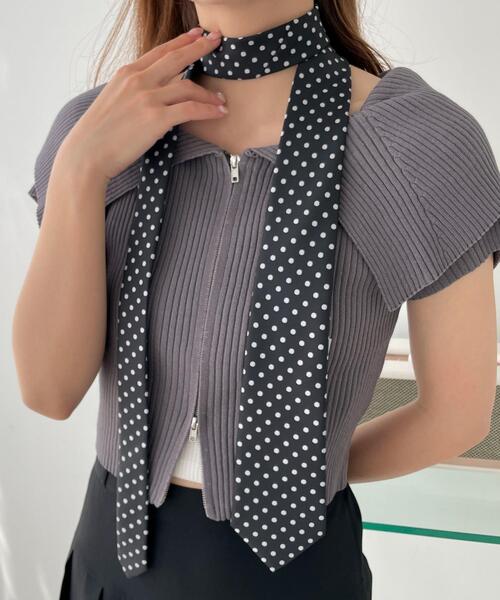 WEGO(ウィゴー)の「WEGO/ドット柄ネクタイ(ストール/ショール・レディース・ホワイト/ライトグレー/ブラック・FREE)」の8枚目の写真