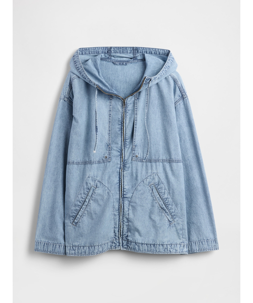 GAP（ギャップ）の「デニムリップストップ オーバーサイズ アノラック ジップアップジャケット（デニムジャケット・メンズ・インディゴブルー・XS/S/M/L/XL）」の5枚目の写真