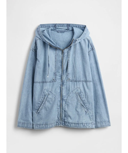 セール】デニムリップストップ オーバーサイズ アノラック ジップ