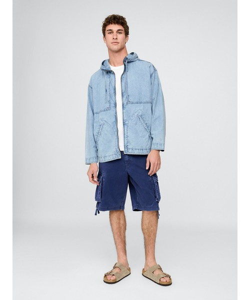 セール】デニムリップストップ オーバーサイズ アノラック ジップ