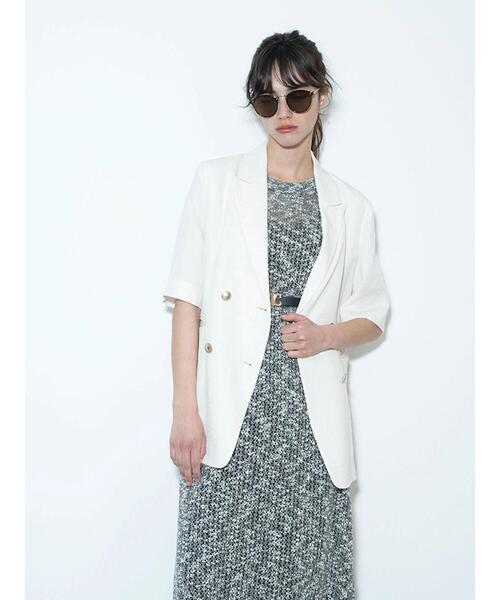 Te chichi（テチチ）の「【松井愛莉着用】ハーフスリーブオーバーミドルジャケット《2025summer catalog item》（ノーカラージャケット・レディース・ベージュ/オフホワイト/グレー・F）」の2枚目の写真