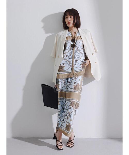 Te chichi（テチチ）の「【松井愛莉着用】ハーフスリーブオーバーミドルジャケット《2025summer catalog item》（ノーカラージャケット・レディース・ベージュ/オフホワイト/グレー・F）」の5枚目の写真