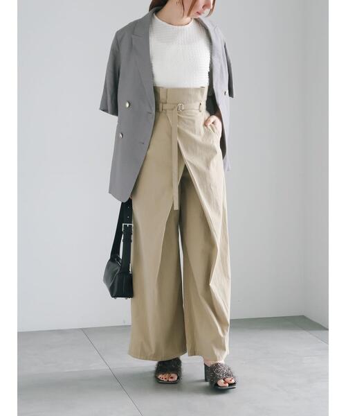 Te chichi（テチチ）の「【松井愛莉着用】ハーフスリーブオーバーミドルジャケット《2025summer catalog item》（ノーカラージャケット・レディース・ベージュ/オフホワイト/グレー・F）」の9枚目の写真