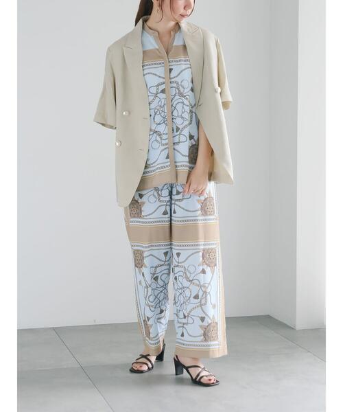 Te chichi（テチチ）の「【松井愛莉着用】ハーフスリーブオーバーミドルジャケット《2025summer catalog item》（ノーカラージャケット・レディース・ベージュ/オフホワイト/グレー・F）」の12枚目の写真