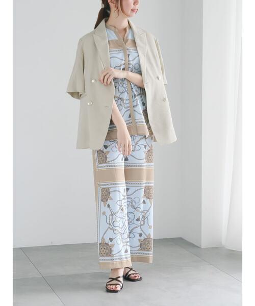 Te chichi（テチチ）の「【松井愛莉着用】ハーフスリーブオーバーミドルジャケット《2025summer catalog item》（ノーカラージャケット・レディース・ベージュ/オフホワイト/グレー・F）」の13枚目の写真