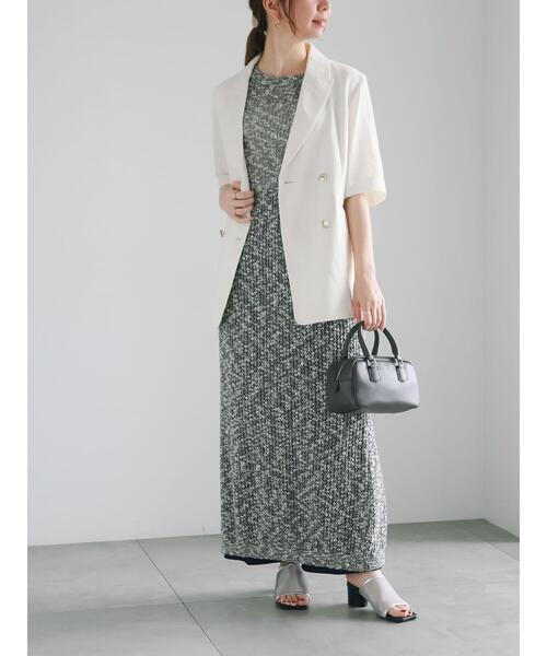 Te chichi（テチチ）の「【松井愛莉着用】ハーフスリーブオーバーミドルジャケット《2025summer catalog item》（ノーカラージャケット・レディース・ベージュ/オフホワイト/グレー・F）」の17枚目の写真