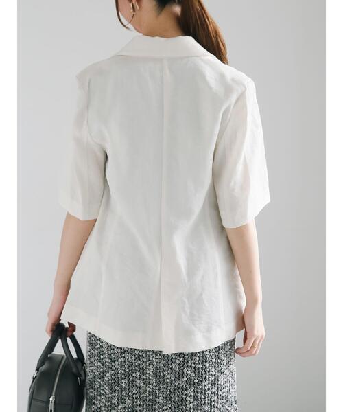 Te chichi（テチチ）の「【松井愛莉着用】ハーフスリーブオーバーミドルジャケット《2025summer catalog item》（ノーカラージャケット・レディース・ベージュ/オフホワイト/グレー・F）」の19枚目の写真