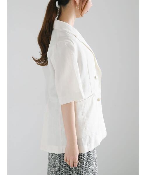 Te chichi（テチチ）の「【松井愛莉着用】ハーフスリーブオーバーミドルジャケット《2025summer catalog item》（ノーカラージャケット・レディース・ベージュ/オフホワイト/グレー・F）」の20枚目の写真