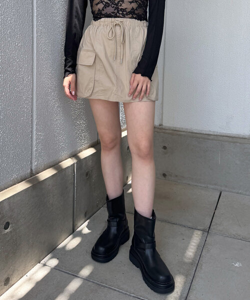 mline（エムライン）の「[mline]ミリタリーカーゴスカート（スカート・レディース・チャコールグレー/ベージュ/カーキ・SMALL/MEDIUM）」の9枚目の写真