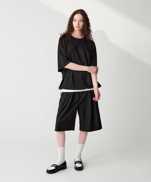 WETTEMPT(ウィテンプト)の「2TUCK WIDE HALF SLACKS / ツータックワイドハーフスラックス(スラックス・メンズ・ブラック系その他/グレー/ブラック・SMALL/MEDIUM/LARGE)」の9枚目の写真