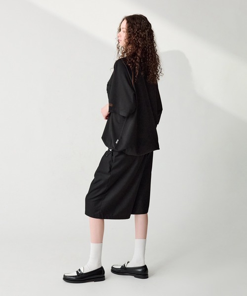 Exclusive cropped half slacks ハーフスラックス CALLNE】2Tuck Wide Straight Half Slacks/2タックワイド