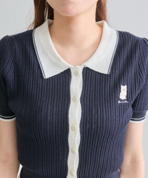 OLIVE des OLIVE（オリーブデオリーブ）の「ニットポロ（ポロシャツ・レディース・その他/ネイビー/オフホワイト/ピンク・FREE）」の9枚目の写真