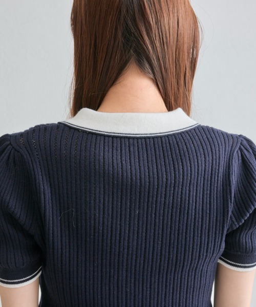 OLIVE des OLIVE（オリーブデオリーブ）の「ニットポロ（ポロシャツ・レディース・その他/ネイビー/オフホワイト/ピンク・FREE）」の11枚目の写真