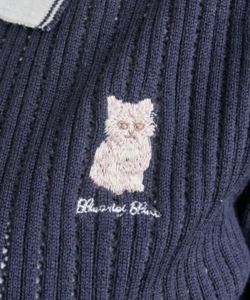 OLIVE des OLIVE（オリーブデオリーブ）の「ニットポロ（ポロシャツ・レディース・その他/ネイビー/オフホワイト/ピンク・FREE）」の5枚目の写真