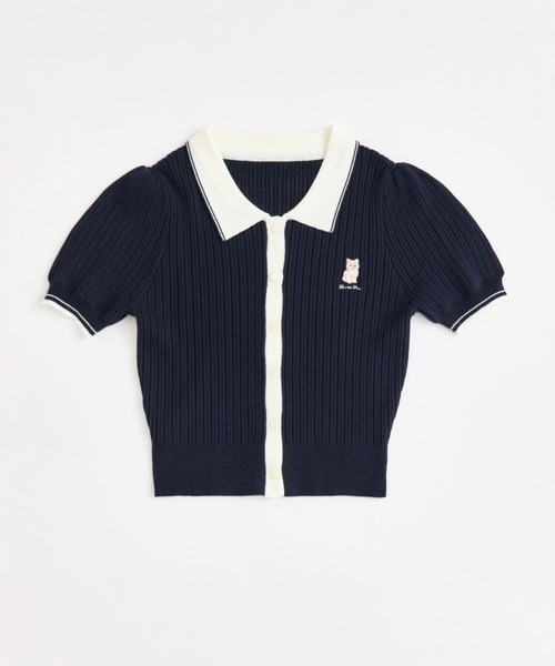 OLIVE des OLIVE（オリーブデオリーブ）の「ニットポロ（ポロシャツ・レディース・その他/ネイビー/オフホワイト/ピンク・FREE）」の13枚目の写真