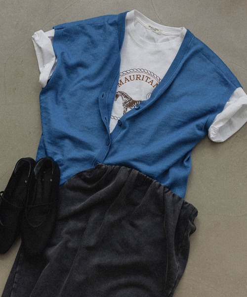 SALON adam et rope'（サロン アダム エ ロペ）の「リネンニットベスト2WAYカーディガン［ドライタッチ・洗える］（カーディガン/ボレロ・レディース・カーキ/ブラック/オフホワイト/ブルー/ピンク・FREE）」の12枚目の写真