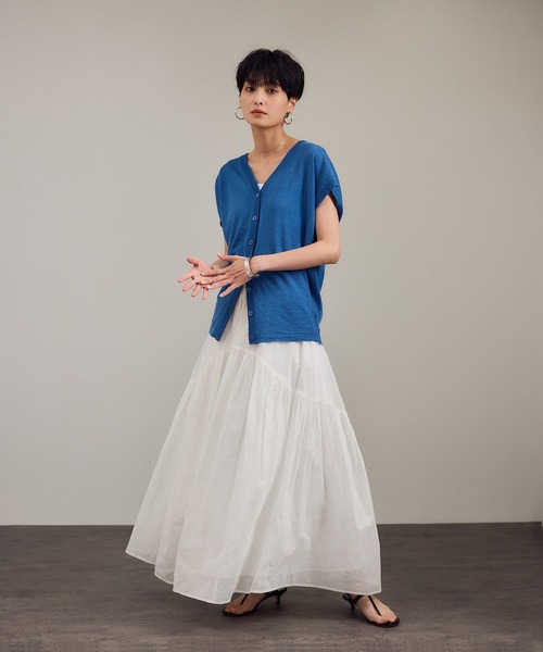 SALON adam et rope'（サロン アダム エ ロペ）の「リネンニットベスト2WAYカーディガン［ドライタッチ・洗える］（カーディガン/ボレロ・レディース・カーキ/ブラック/オフホワイト/ブルー/ピンク・FREE）」の16枚目の写真