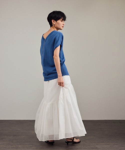 SALON adam et rope'（サロン アダム エ ロペ）の「リネンニットベスト2WAYカーディガン［ドライタッチ・洗える］（カーディガン/ボレロ・レディース・カーキ/ブラック/オフホワイト/ブルー/ピンク・FREE）」の17枚目の写真