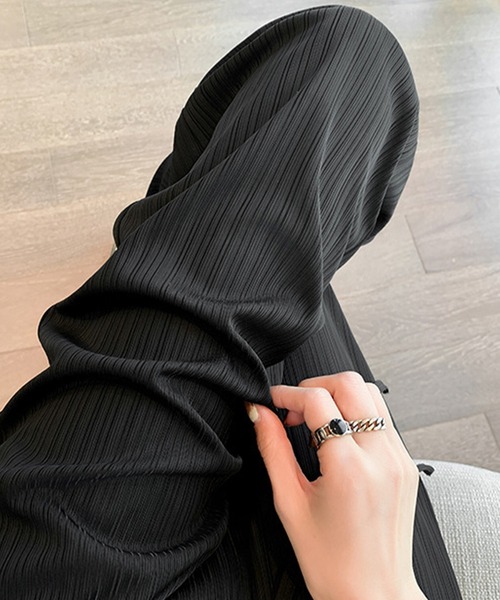 DAY CLOSET（デイ クローゼット）の「【接触冷感/UVカット率97%】レディース こなれ見せランダムリブイージーワイドパンツ（スウェットパンツ・レディース・グリーン/ピンク/グレー/ブラック・L/XL/S/M）」の20枚目の写真