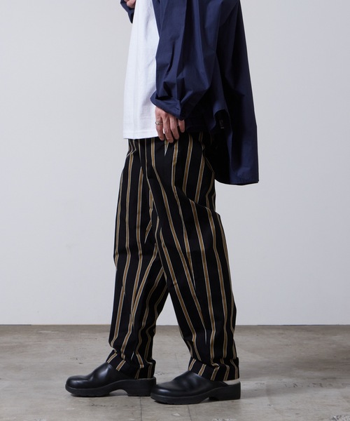 superNova.(スーパーノヴァ)の「superNova./スーパーノヴァ Utility trouser-Tencel stripe トラウザー 夏服(その他パンツ・メンズ・ブラック・S)」の4枚目の写真