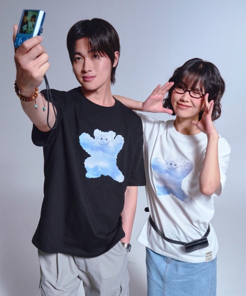 tシャツ 「日本未発売」GRAVER(グレーバー)/実写プリント ベア スマイル 半袖 Tシャツ/Big Cloud Bear Smile Short セール】【日本未発売】GRAVER(グレーバー)/実写プリント ベア