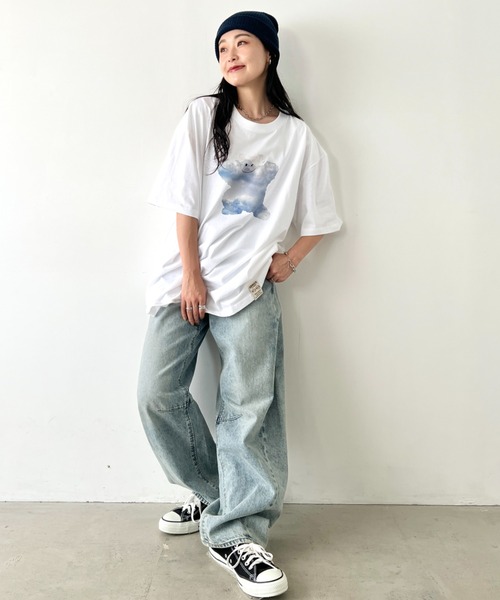GRAVER OF ANAHEIM(グレイバーオブアナハイム)の「【日本未発売】GRAVER(グレーバー)/実写プリント ベア スマイル 半袖 Tシャツ/Big Cloud Bear Smile Short Sleeve T-shirt(Tシャツ/カットソー・レディース・ブラック/ホワイト/ネイビー・M/L/XL)」の6枚目の写真