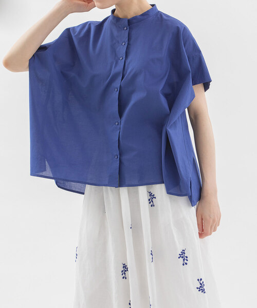 nop de nod(ノップドゥノッド)の「Cielタックショルダースタンドカラーシャツ(シャツ/ブラウス・レディース・ブラック/オフホワイト/ネイビー/ダークブルー・M)」の9枚目の写真