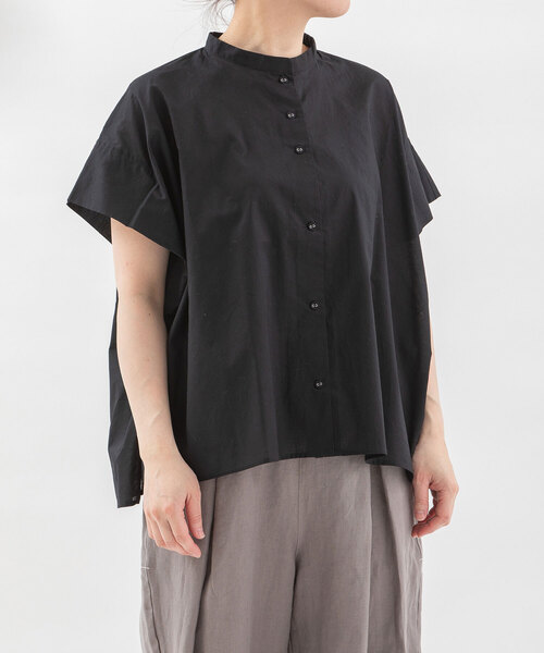 nop de nod(ノップドゥノッド)の「Cielタックショルダースタンドカラーシャツ(シャツ/ブラウス・レディース・ブラック/オフホワイト/ネイビー/ダークブルー・M)」の14枚目の写真