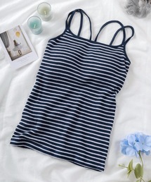 make a ray!（メイク ア レイ！）の「【87】【JEMORGAN/ジェーイーモーガン】花柄＆ボーダー ワッフル カップ付き キャミソール（キャミソール）」