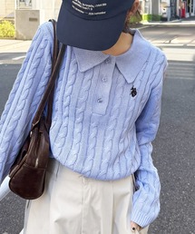 solleim（ソルレム）の「［26SS新色追加］RANAN/solleim別注【U.S.POLO ASSN.】刺繍長袖ケーブルポロニット（ニット/セーター）」